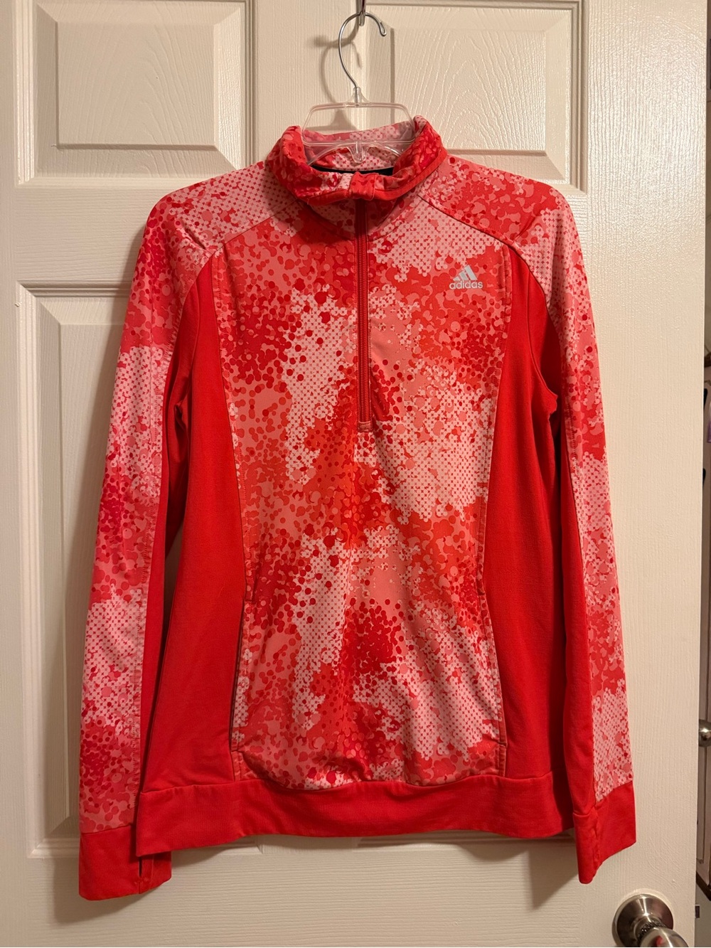 adidas Coral and Pink Quarter-Zip Performance Pullover